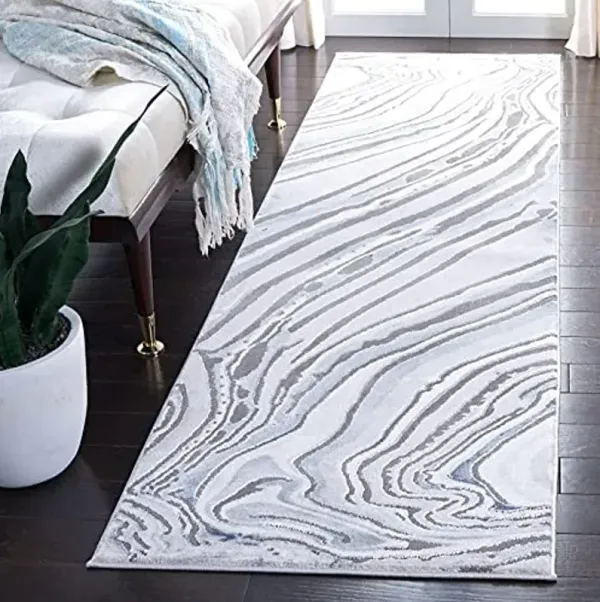 SAFAVIEH Craft Collection Runner Rug - 2'3" x 8', Blue & Grey, Modern Abstract Design, Non-Shedding & Easy Care, Ideal for High Traffic Areas in Living Room, Bedroom (CFT843M)