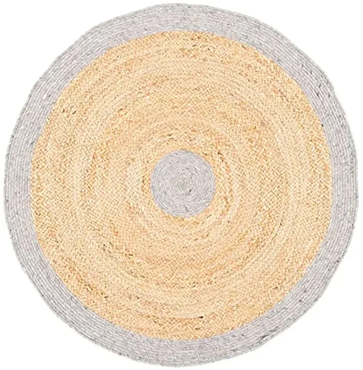 SAFAVIEH Braided Collection 5' Round Silver / Natural BRD910G Handmade Country Cottage Reversible Jute Area Rug