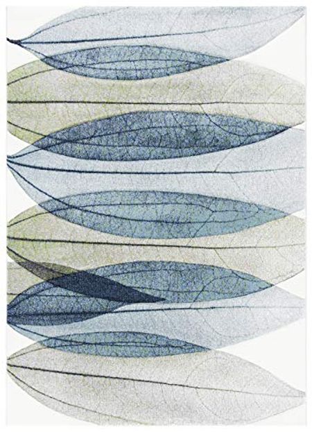 SAFAVIEH Hollywood Collection 4' x 6' Ivory/Blue HLW703A Mid-Century Modern Non-Shedding Living Room Bedroom Accent Rug
