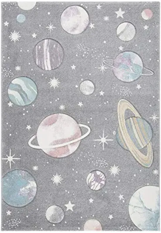 SAFAVIEH Carousel Kids Collection Accent Rug - 3'3" x 5'3", Grey & Lavender, Non-Shedding & Easy Care, Ideal for High Traffic Areas for Boys & Girls in Playroom, Nursery, Bedroom (CRK103F)