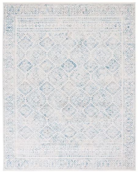 SAFAVIEH Tulum Collection 6' x 9' Ivory / Turquoise TUL264B Moroccan Boho Distressed Non-Shedding Living Room Bedroom Dining Home Office Area Rug