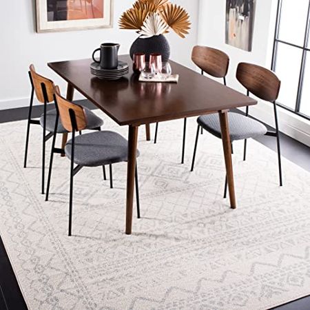 SAFAVIEH Tulum Collection 9' x 12' Ivory / Light Grey TUL268B Moroccan Boho Distressed Non-Shedding Living Room Bedroom Dining Home Office Area Rug