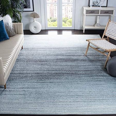 SAFAVIEH Adirondack Collection 9' x 12' Grey / Light Grey ADR142G Modern Ombre Non-Shedding Living Room Bedroom Dining Home Office Area Rug