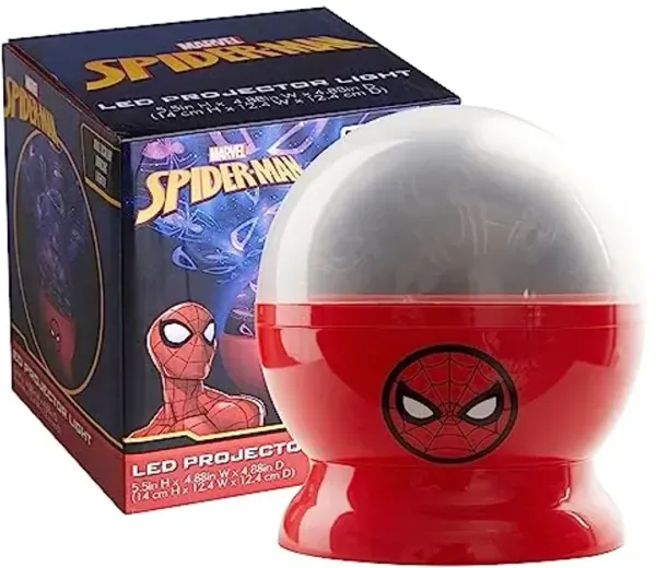 Idea Nuova Marvel Spiderman Rotating LED Projection Kids Lamp and Nightlight, 4.88"x 4.88"x 5.5"
