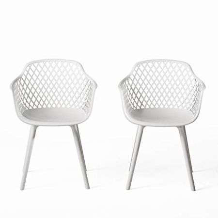 Christopher Knight Home Richard Outdoor Modern Dining Chair (Set of 2), White
