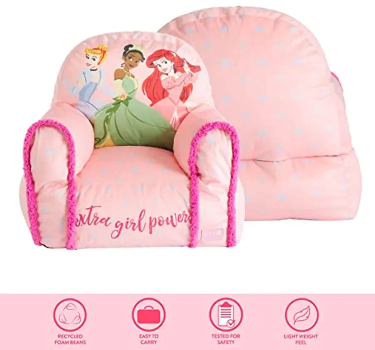 Disney Princess Bean Bag Sofa Chair - Large Size for Kids - Comfortable and Lightweight Plush Furniture - Perfect for Playrooms or Bedrooms