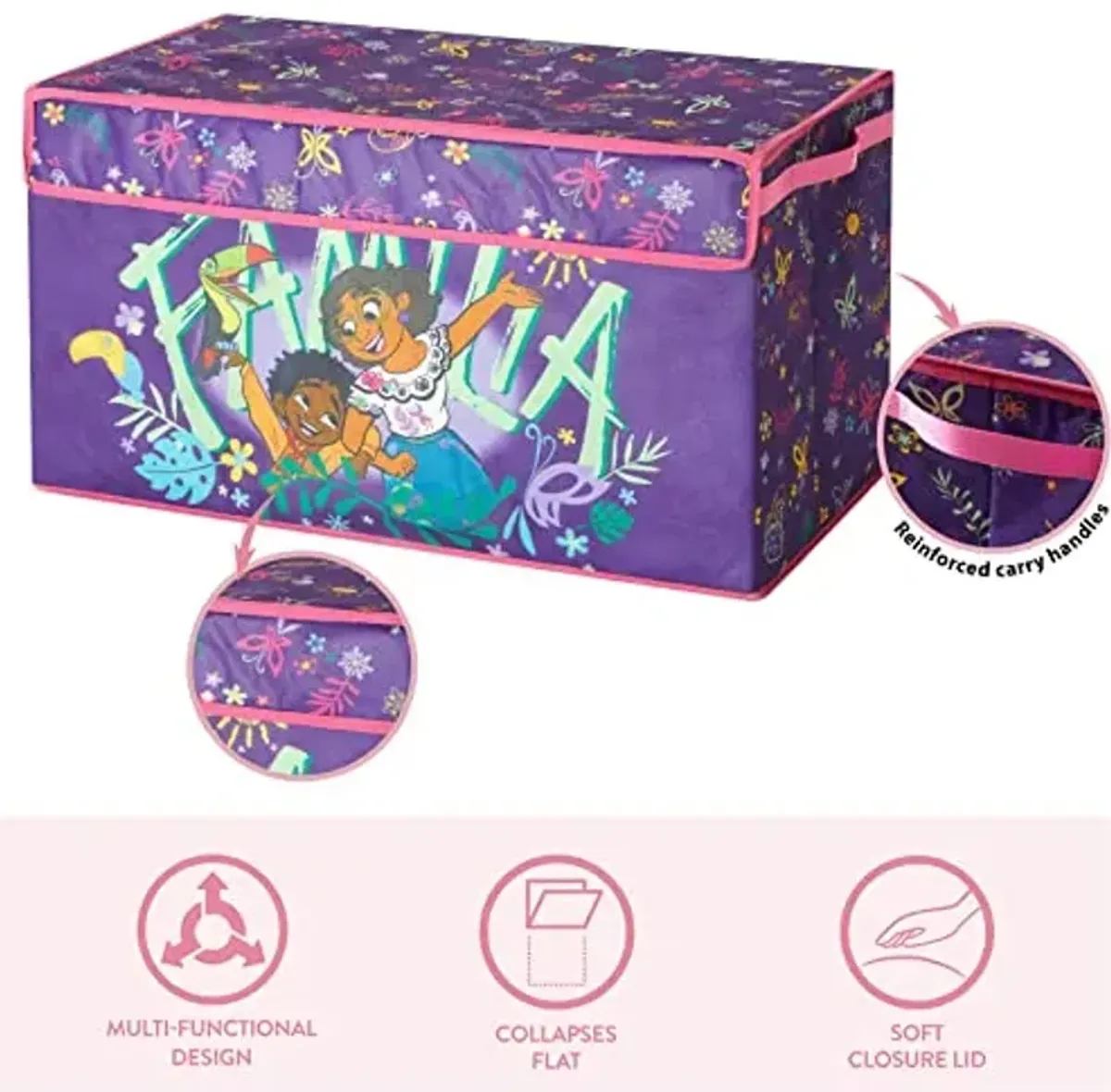 Idea Nuova Disney Encanto Collapsible Children’s Toy Storage Trunk, Durable with Lid