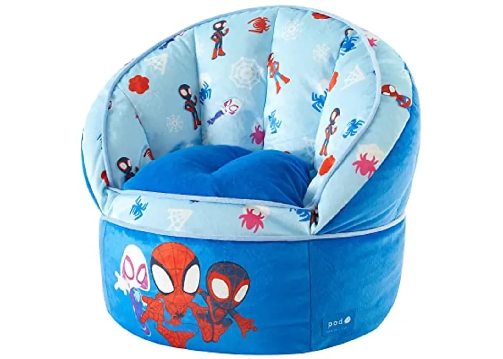 Idea Nuova Marvel Spidey and His Amazing Friends Blue Round Bean Bag Chair for Kids, Ages 3+, Large