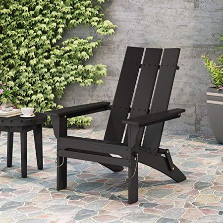 Christopher Knight Home Aberdeen Outdoor Contemporary Acacia Wood Foldable Adirondack Chair, Black