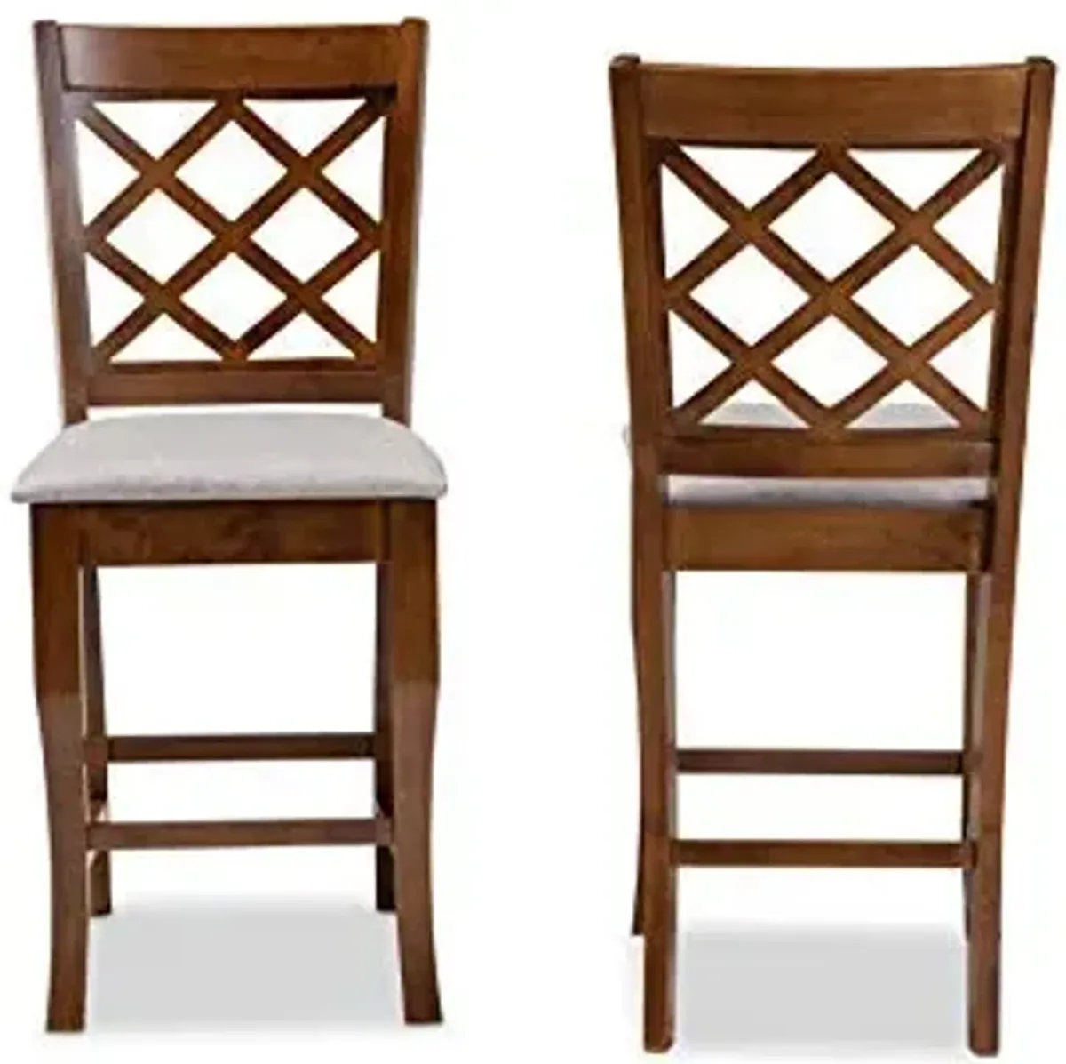 Baxton Studio Set of 2 167-9888-AMZ Counter Stools, Grey/Walnut