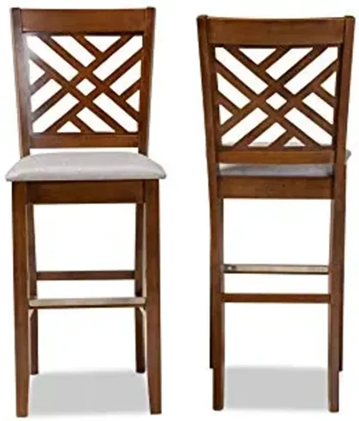 Baxton Studio Jason Modern and Contemporary Grey Fabric Upholstered and Walnut Brown Finished Wood 2-Piece Bar Stool Set