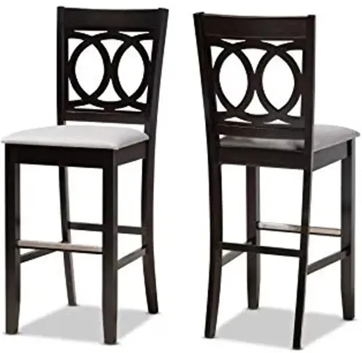 Baxton Studio Carson Modern and Contemporary Grey Fabric Upholstered and Espresso Brown Finished Wood 2-Piece Bar Stool Set