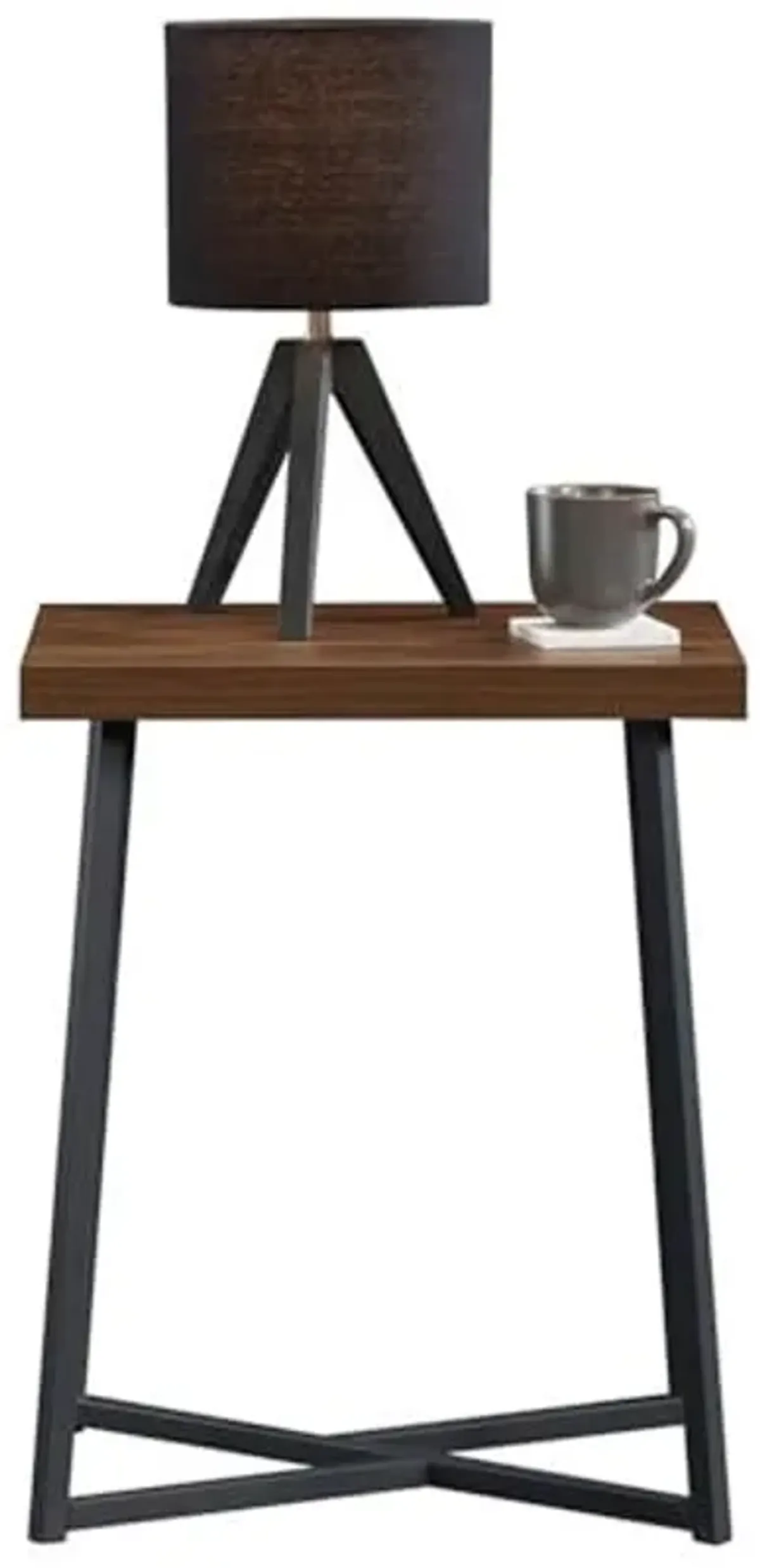 Sauder Canton Lane Wood and Metal End Table in Grand Walnut