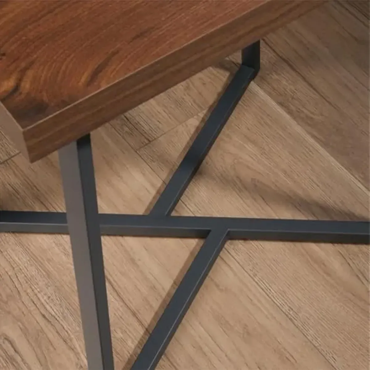 Sauder Canton Lane Wood and Metal End Table in Grand Walnut