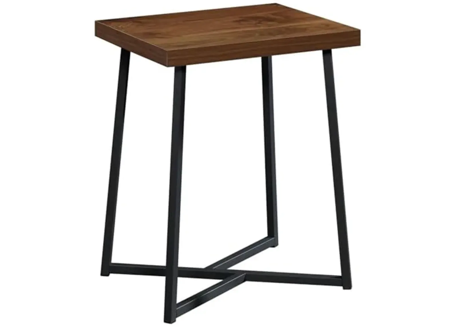 Sauder Canton Lane Wood and Metal End Table in Grand Walnut