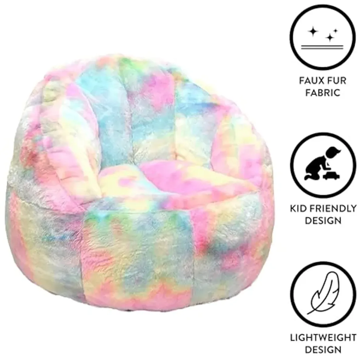 Heritage Kids Sorbet Dreams Rainbow Fur Kids Bean Bag Chair, Multicolor, Large