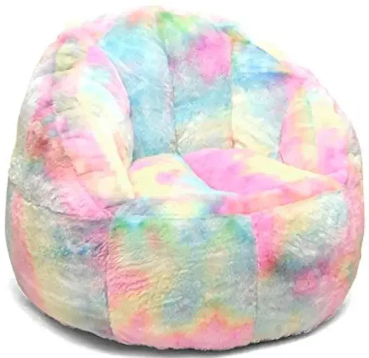 Heritage Kids Sorbet Dreams Large Rainbow Fur Kids Bean Bag Chair Soft Plush Comfortable Playroom Bedroom Seating Cushion Lounger Children Teenager Gaming Chair Multicolor