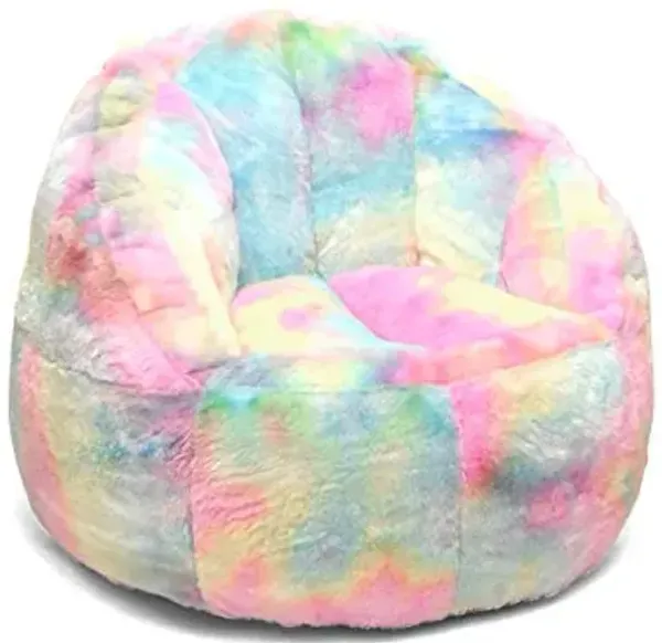 Heritage Kids Sorbet Dreams Large Rainbow Fur Kids Bean Bag Chair Soft Plush Comfortable Playroom Bedroom Seating Cushion Lounger Children Teenager Gaming Chair Multicolor