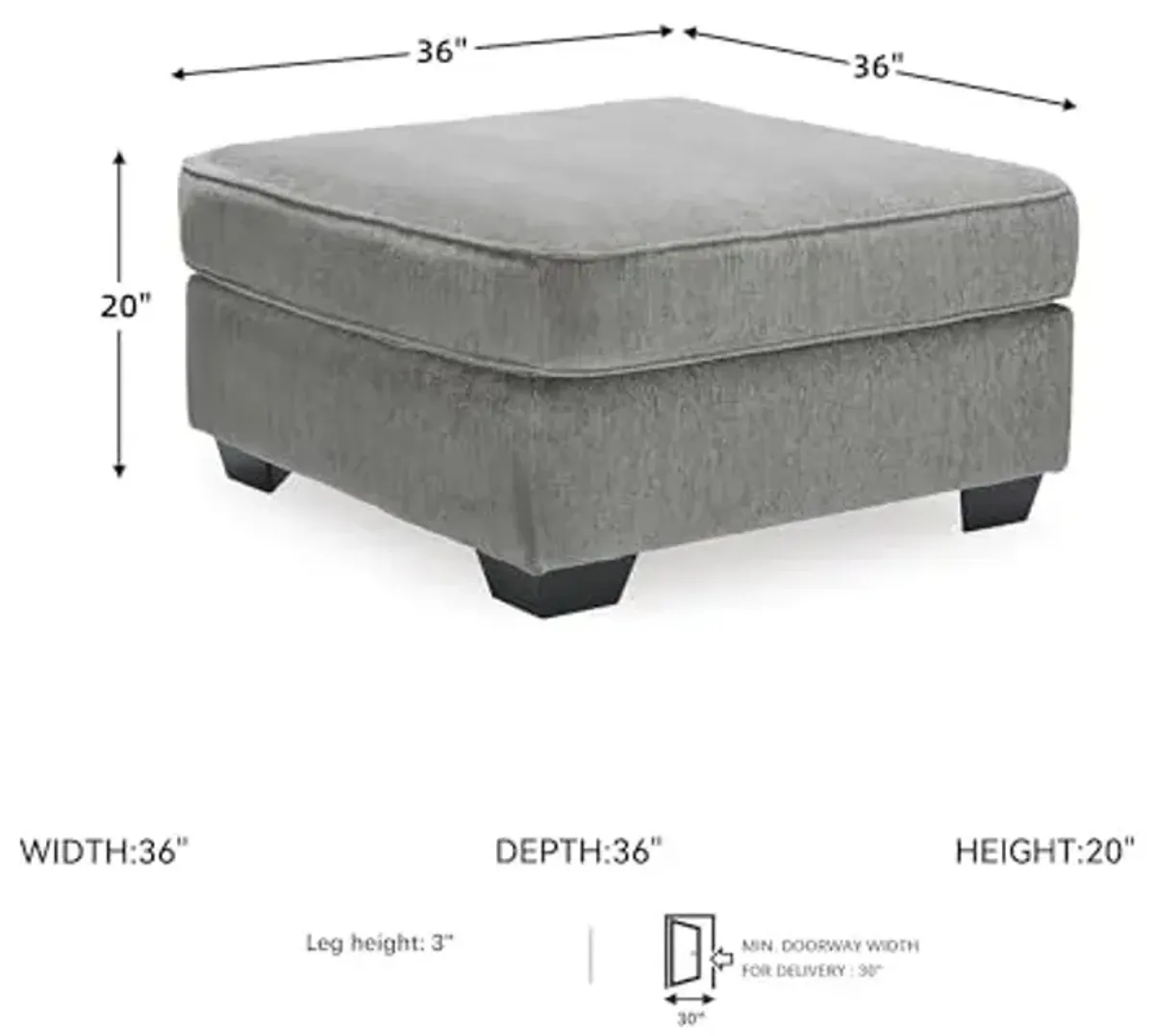 Signature Design by Ashley Altari Modern Square Oversized Ottoman, Light Gray
