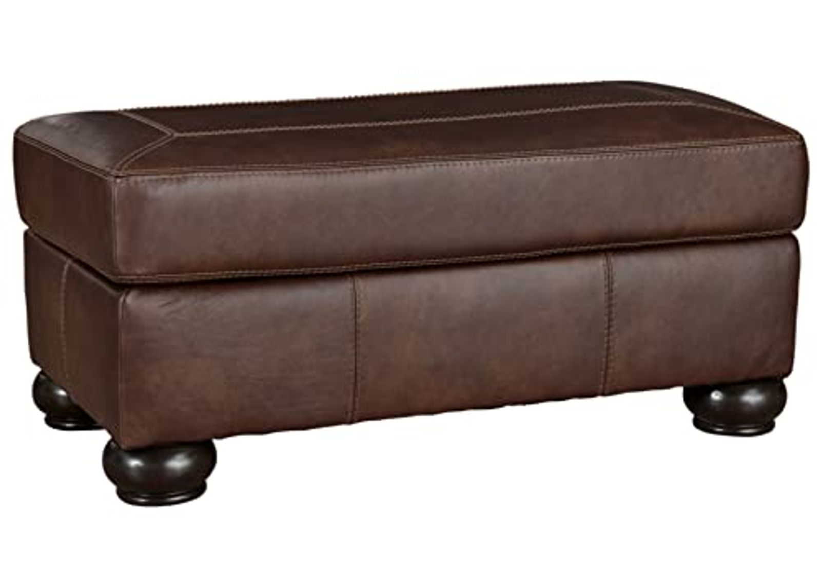 Signature Design by Ashley Beamerton New Traditional Leather Ottoman, Brown