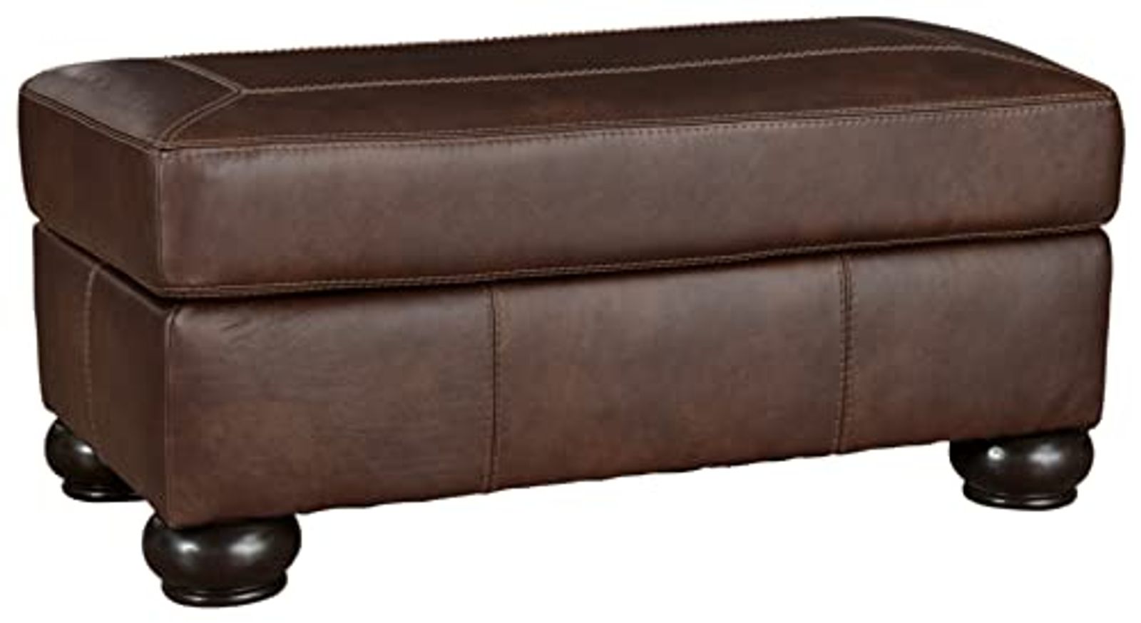 Signature Design by Ashley Beamerton New Traditional Leather Ottoman, Brown