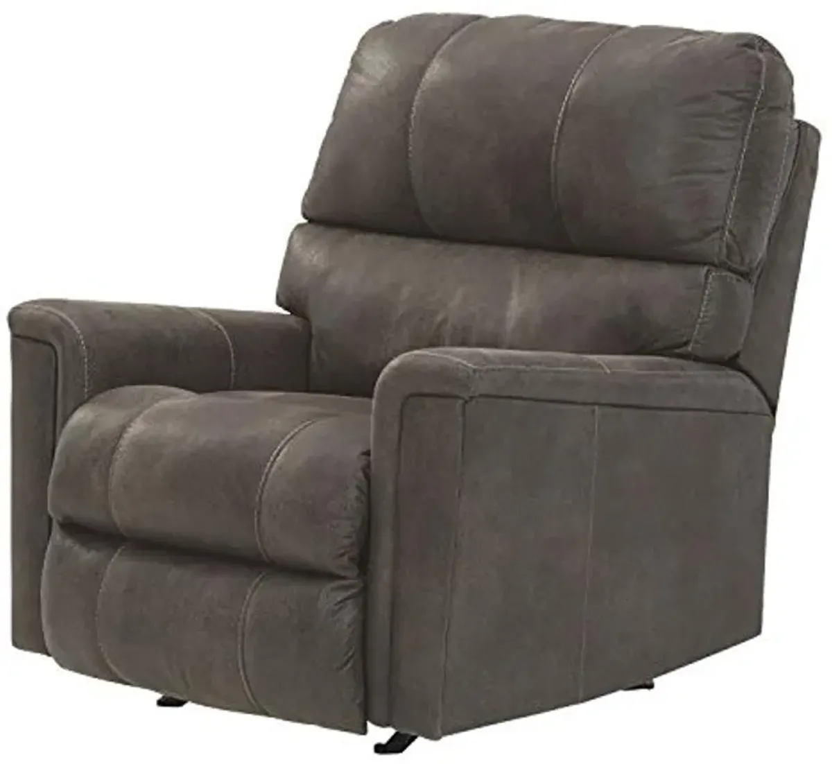 Signature Design by Ashley Navi Traditional Faux Leather Manual Rocker Recliner, Gray