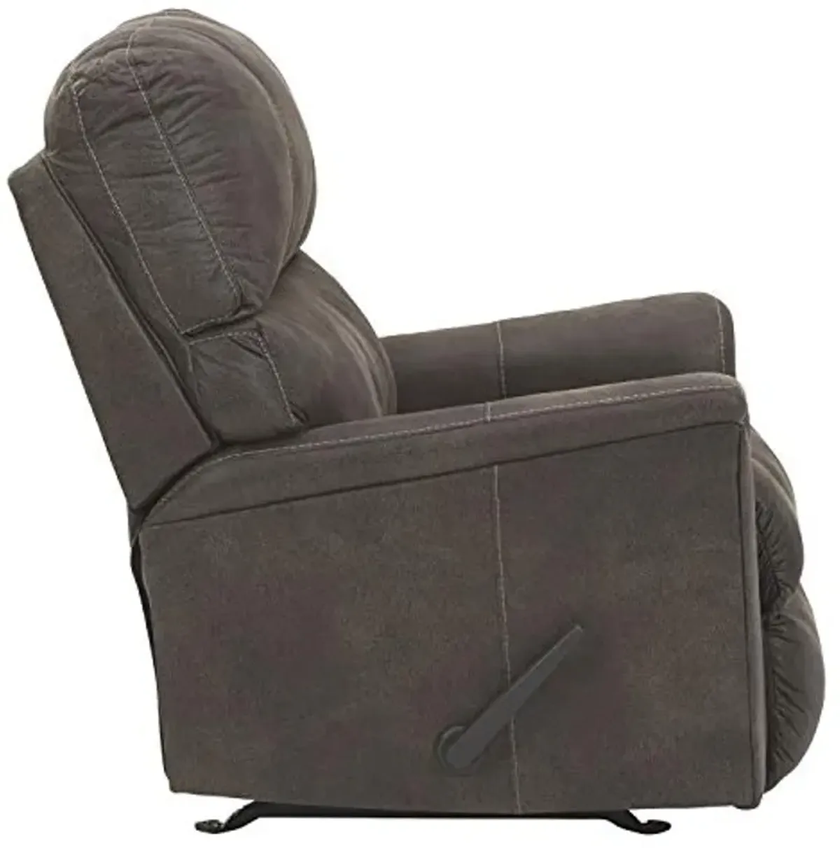 Signature Design by Ashley Navi Traditional Faux Leather Manual Rocker Recliner, Gray