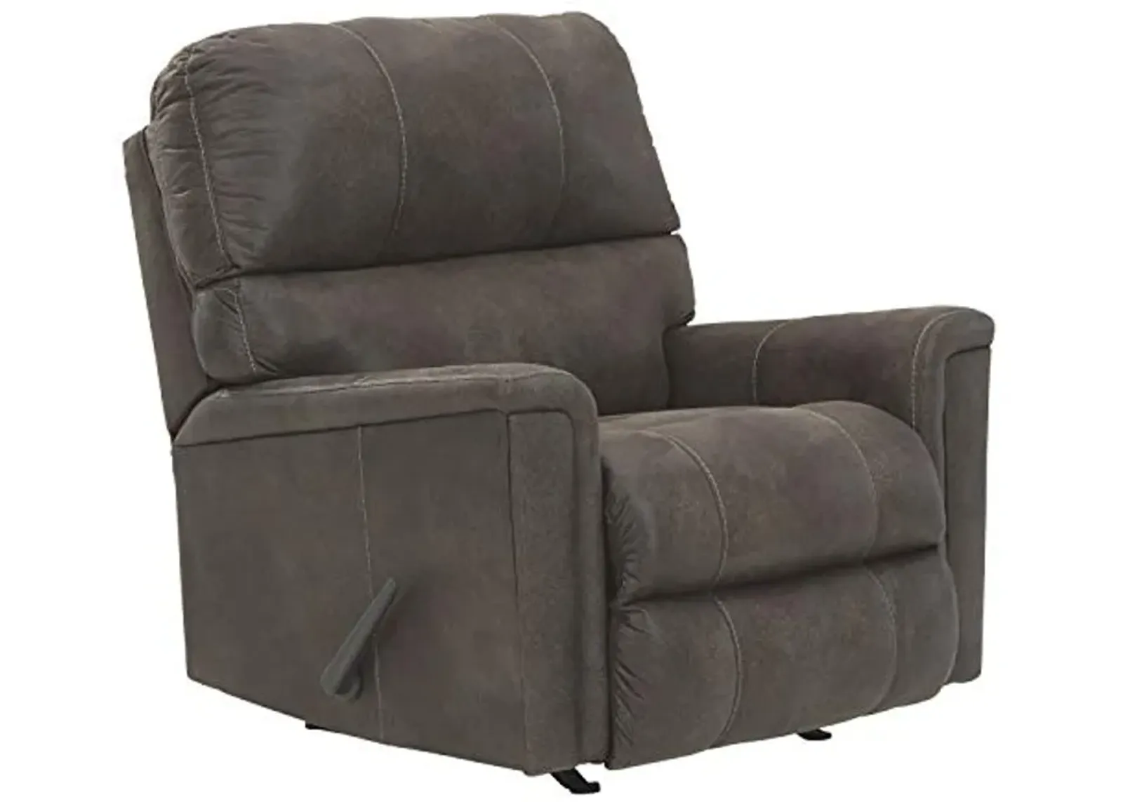 Signature Design by Ashley Navi Traditional Faux Leather Manual Rocker Recliner, Gray