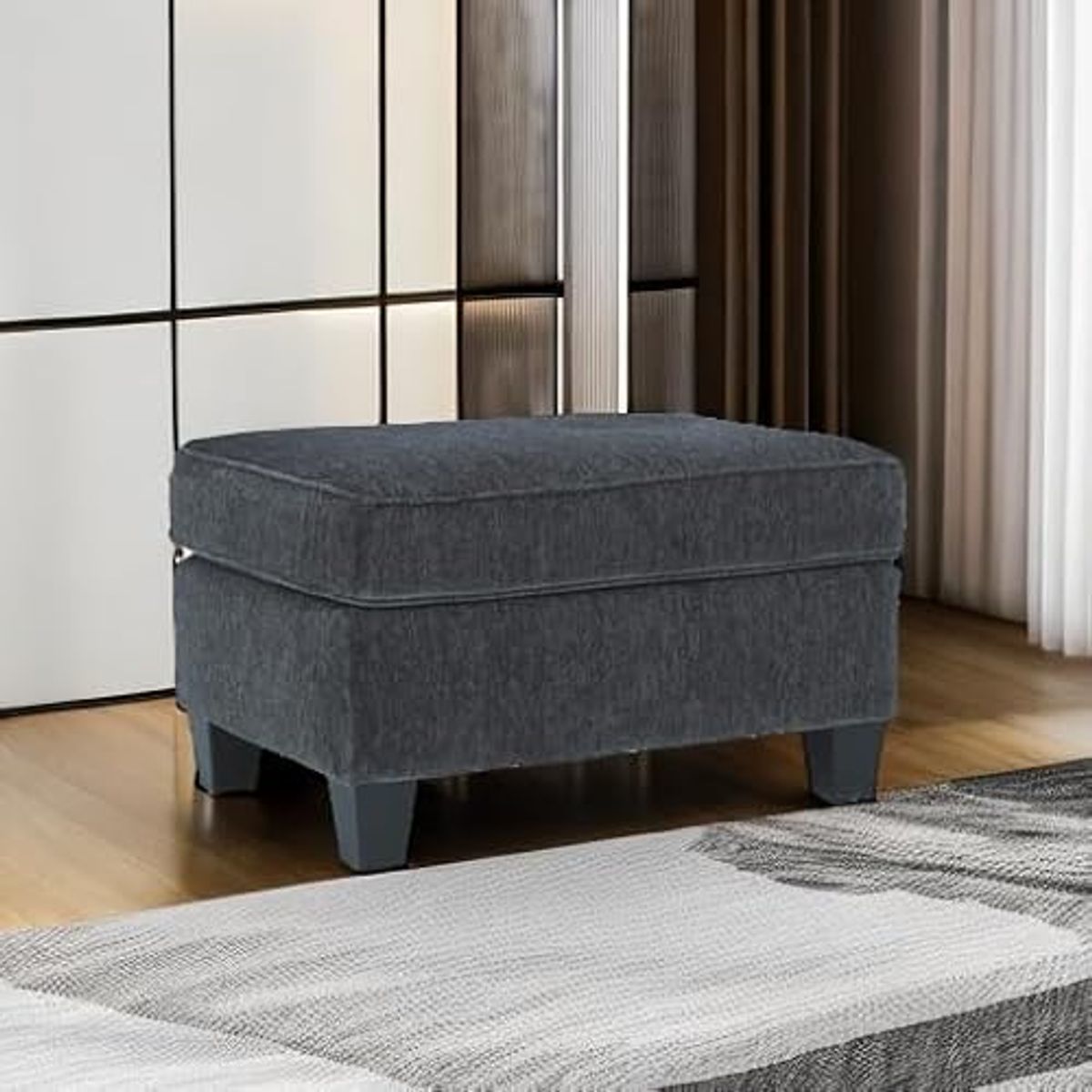 Signature Design by Ashley Abinger Contemporary Rectangle Ottoman, Dark Gray