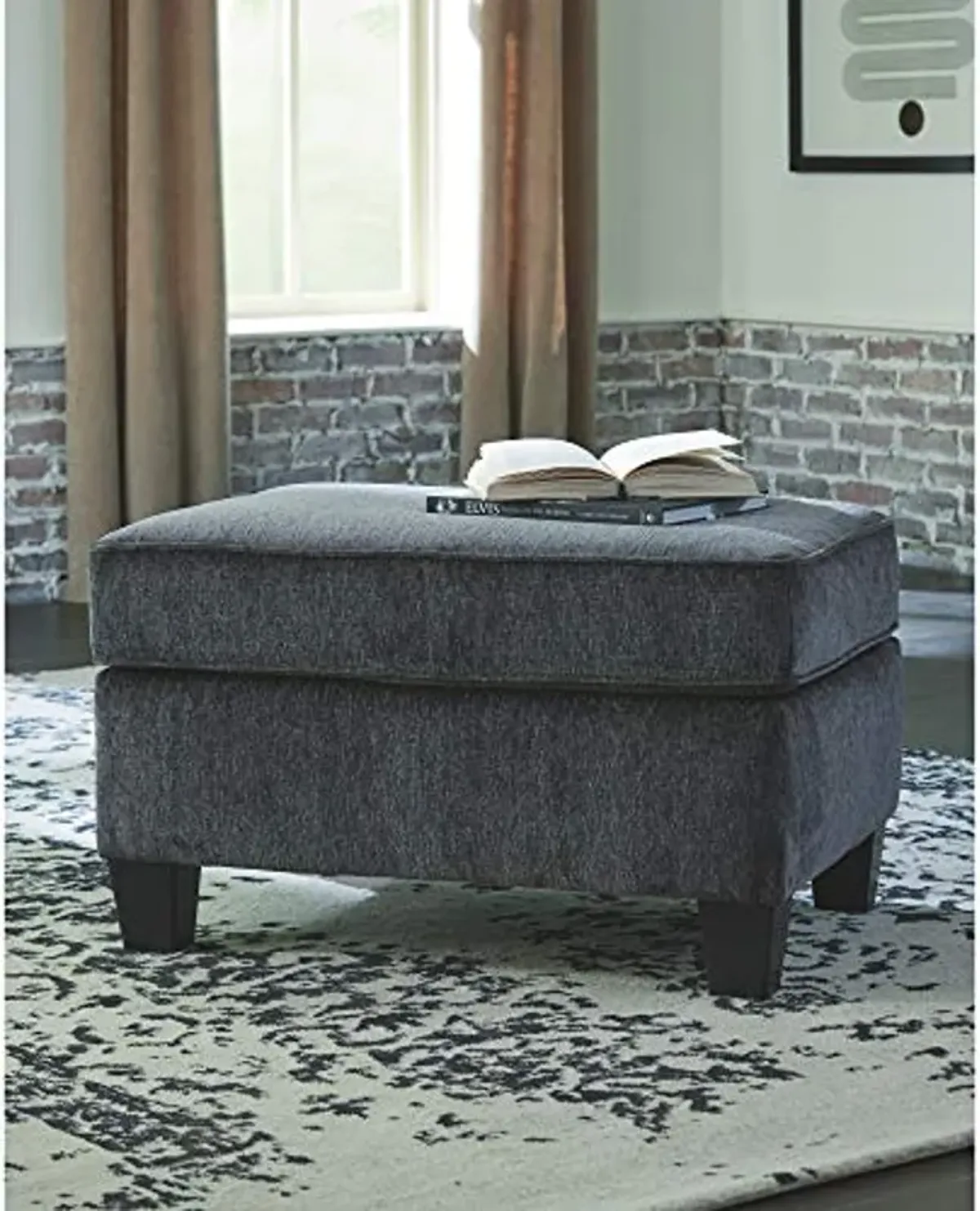 Signature Design by Ashley Abinger Contemporary Rectangle Ottoman, Dark Gray