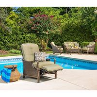 Hanover Ventura Outdoor Patio Recliner with Hand-Woven Wicker & Ventura 4-Piece Indoor Lounging Set