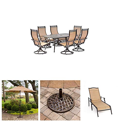 Hanover 6 Chairs and Rectangle Cast Aluminum Table, Outdoor Patio