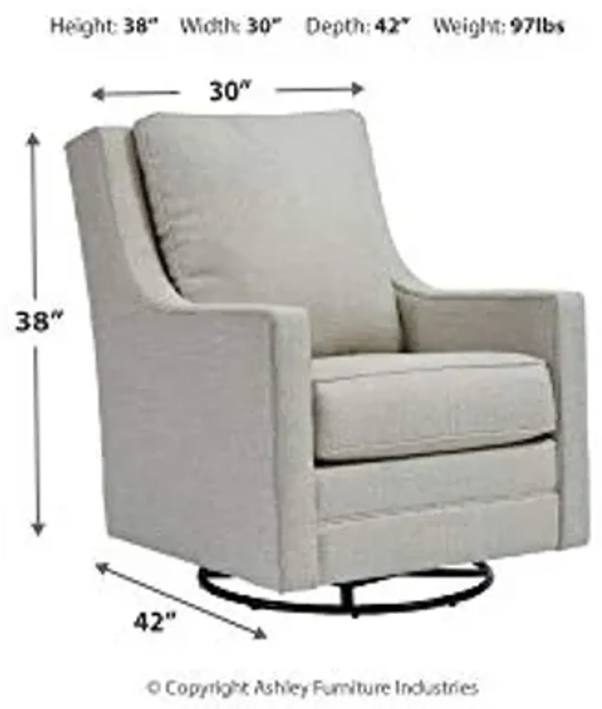 Signature Design by Ashley Kambria Contemporary Swivel Glider Nursery Accent Chair, Gray