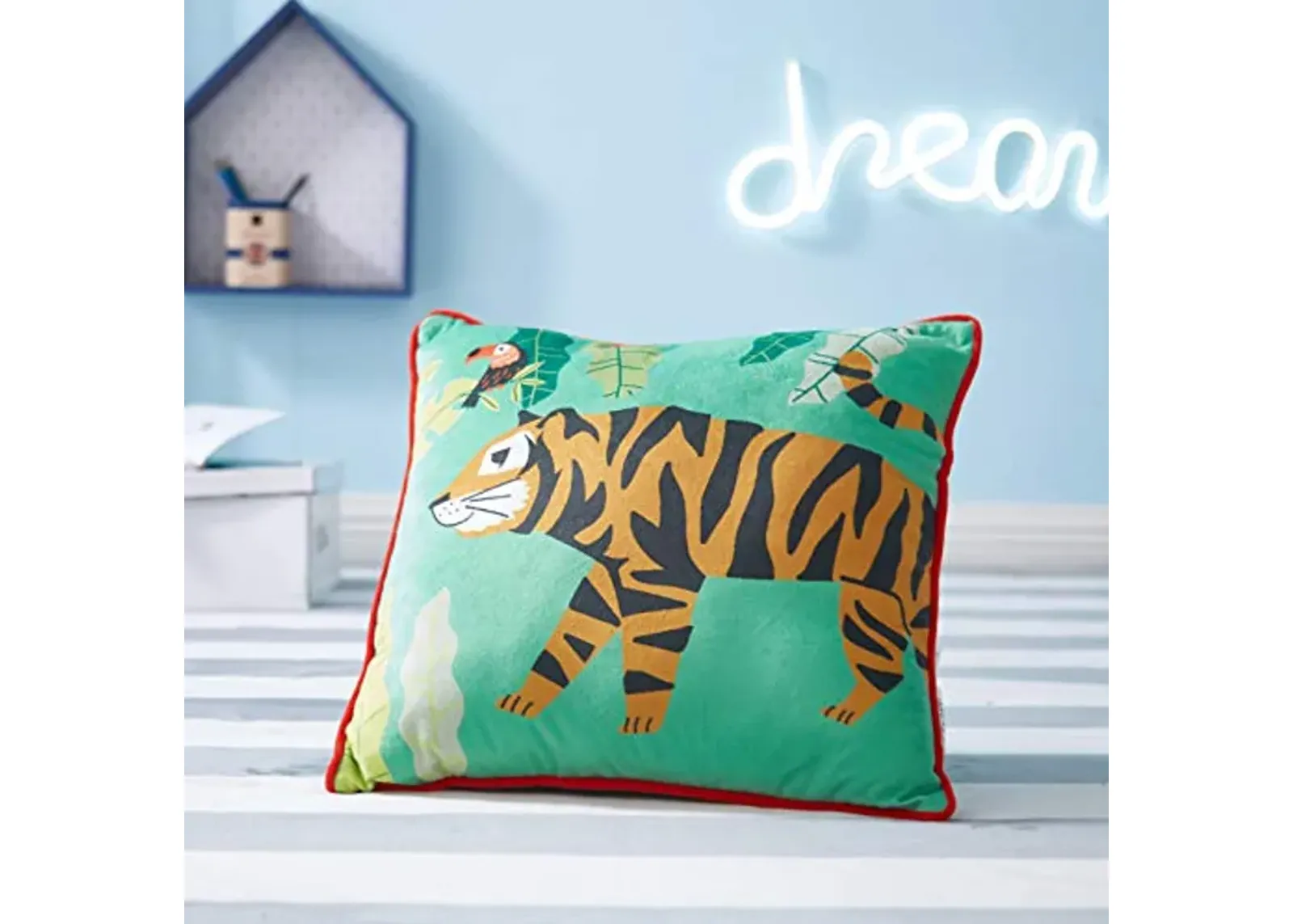 Heritage Kids Tiger Decorative Pillow, Green