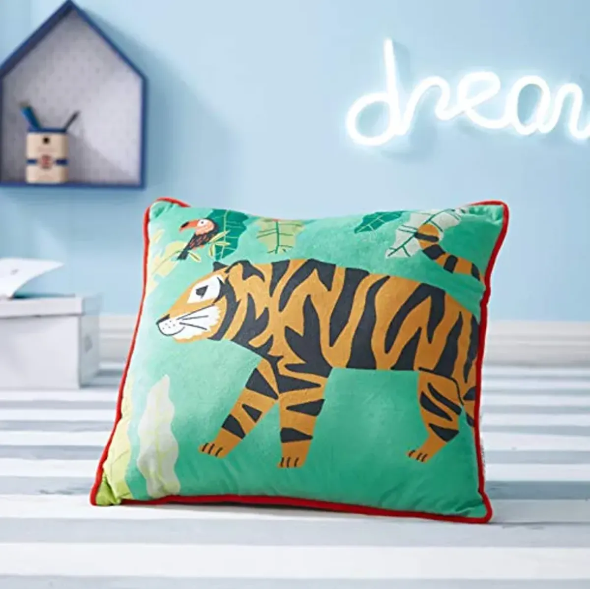 Heritage Kids Tiger Decorative Pillow, Green