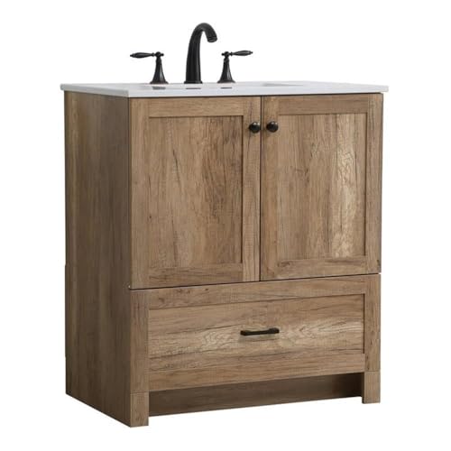 Elegant Kitchen and Bath 30 inch Single Bathroom Vanity Cabinet - Natural Oak