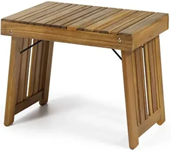 Christopher Knight Home Hilton Outdoor Acacia Wood Folding Side Table, Teak Finish