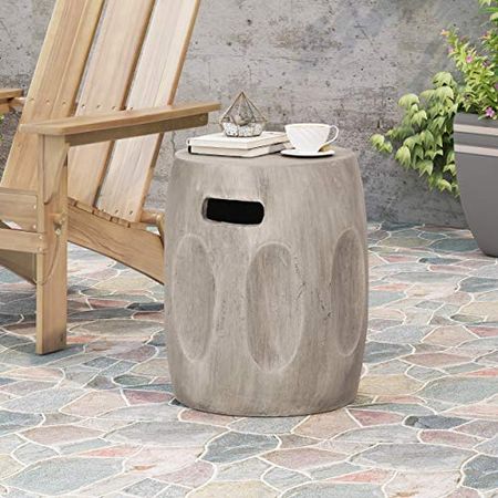 Christopher Knight Home Ronald Outdoor Contemporary Lightweight Accent Side Table, Concrete Finish