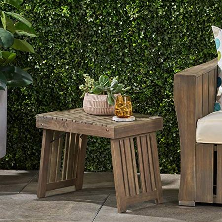Christopher Knight Home Howard Outdoor Acacia Wood Folding Side Table, Gray Finish