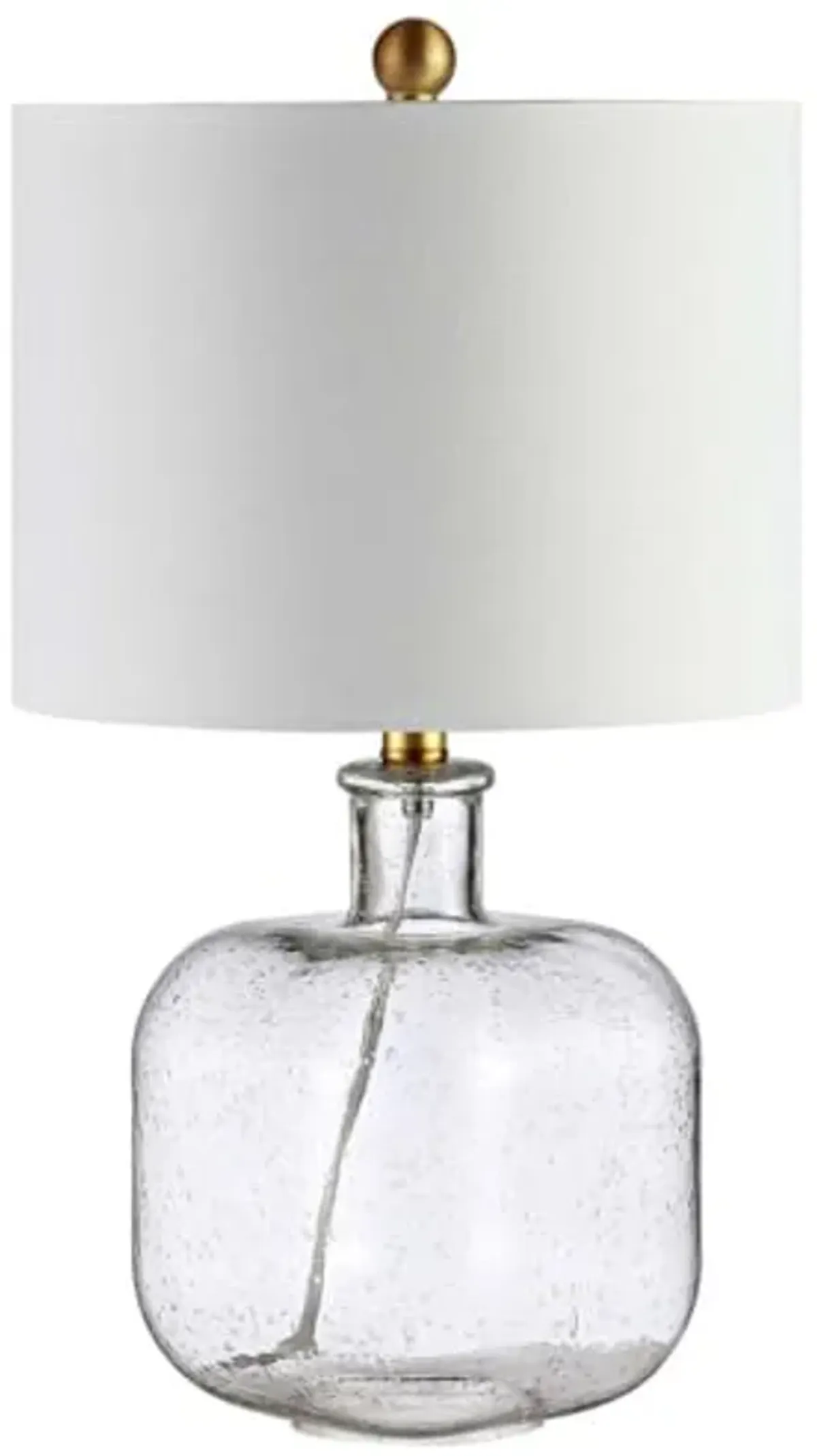 SAFAVIEH Lighting Collection Armena Clear Glass/ Brass Gold 22-inch Bedroom Living Room Home Office Desk Nightstand Table Lamp (LED Bulb Included)