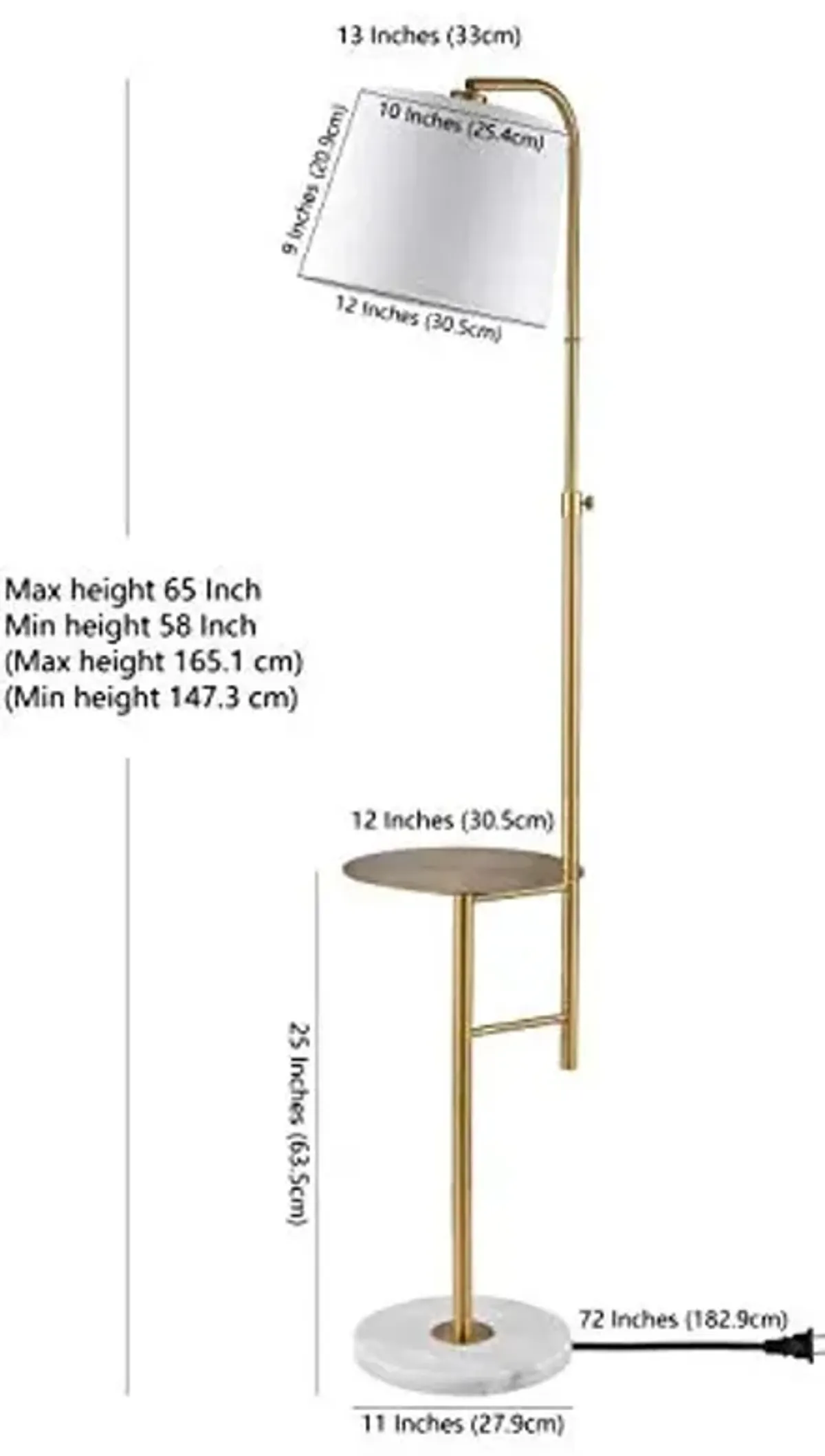 SAFAVIEH FLL4079A Lighting Collection Sorsi Brass Gold 64-inch Table (LED Bulb Included) Floor Lamps
