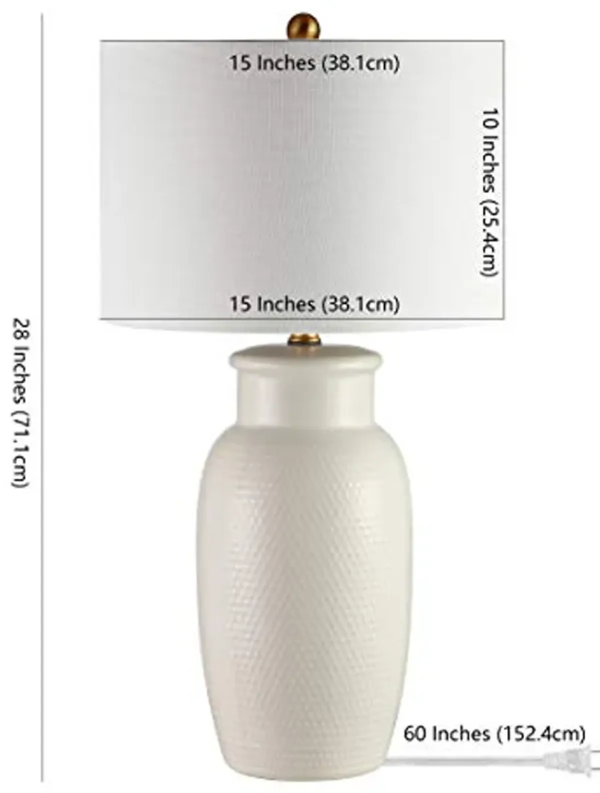 SAFAVIEH Lighting Collection Norsi Modern Contemporary Ivory Ceramic 27-inch Bedroom Living Room Home Office Desk Nightstand Table Lamp (LED Bulb Included)