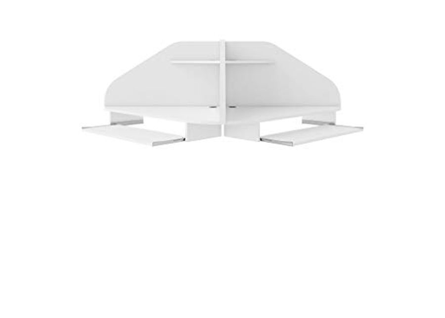 Manhattan Comfort Bradley Mid Century Modern Home Office Floating Cubicle Section Study Desk, 2 Piece, White