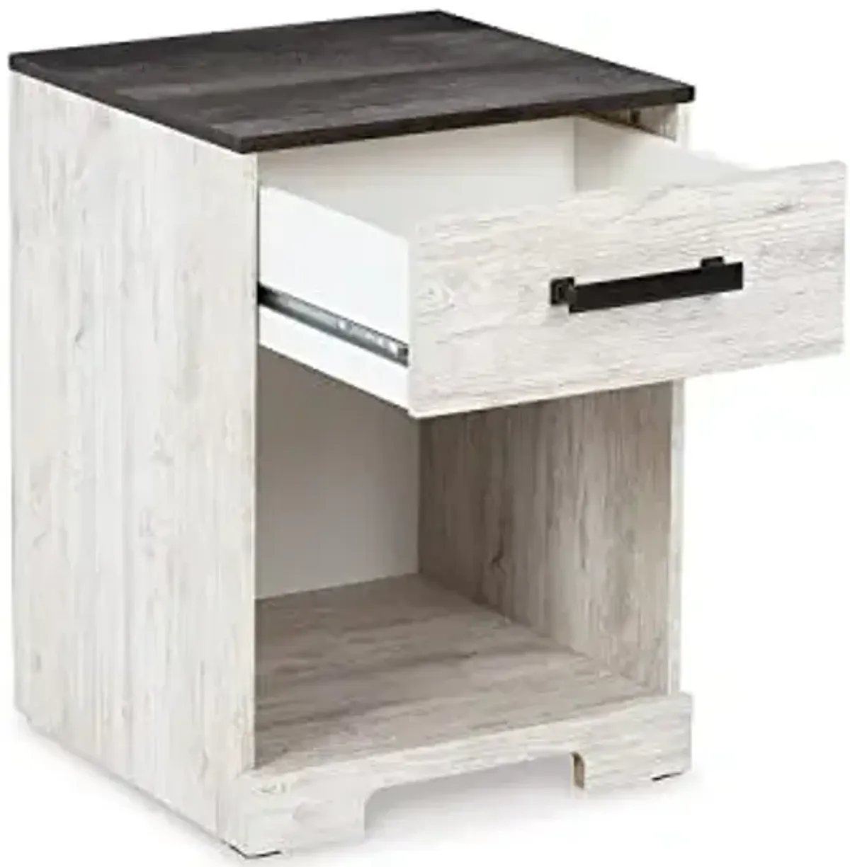 Signature Design by Ashley Shawburn Farmhouse 1 Drawer Night Stand, White & Gray