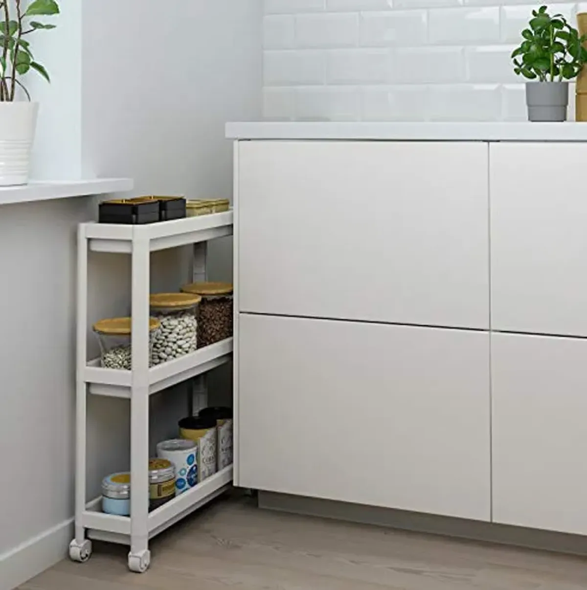 Ikea Vesken Cart White 21 1/4x7 1/8x28 004.712.22