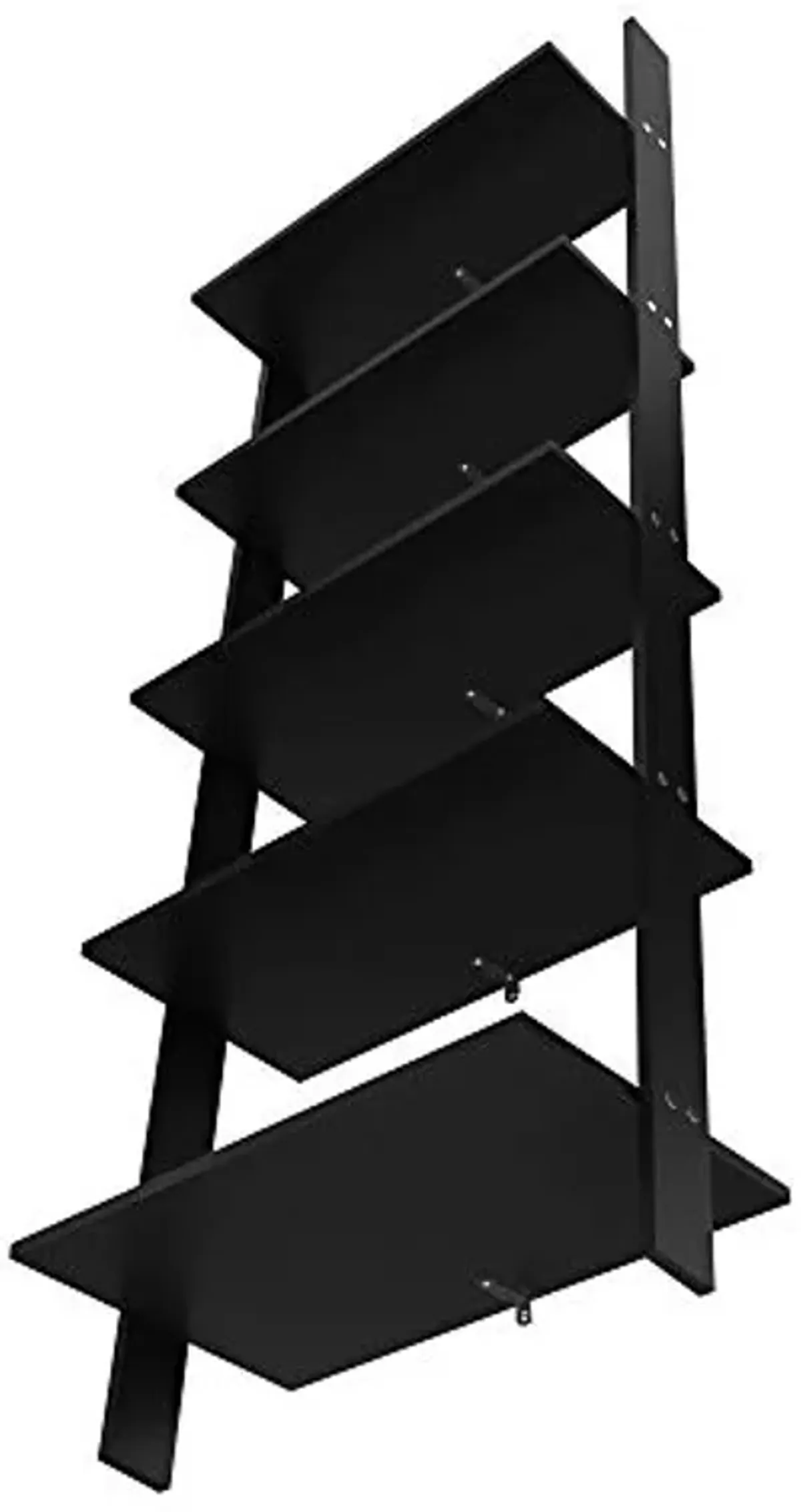 Manhattan Comfort Cooper 72" Mid Century Modern Ladder Bookshelf, 5 Floating Shelves, Stylish Bookcase and Collectible Display, Perfect for Living Room or Office, Black