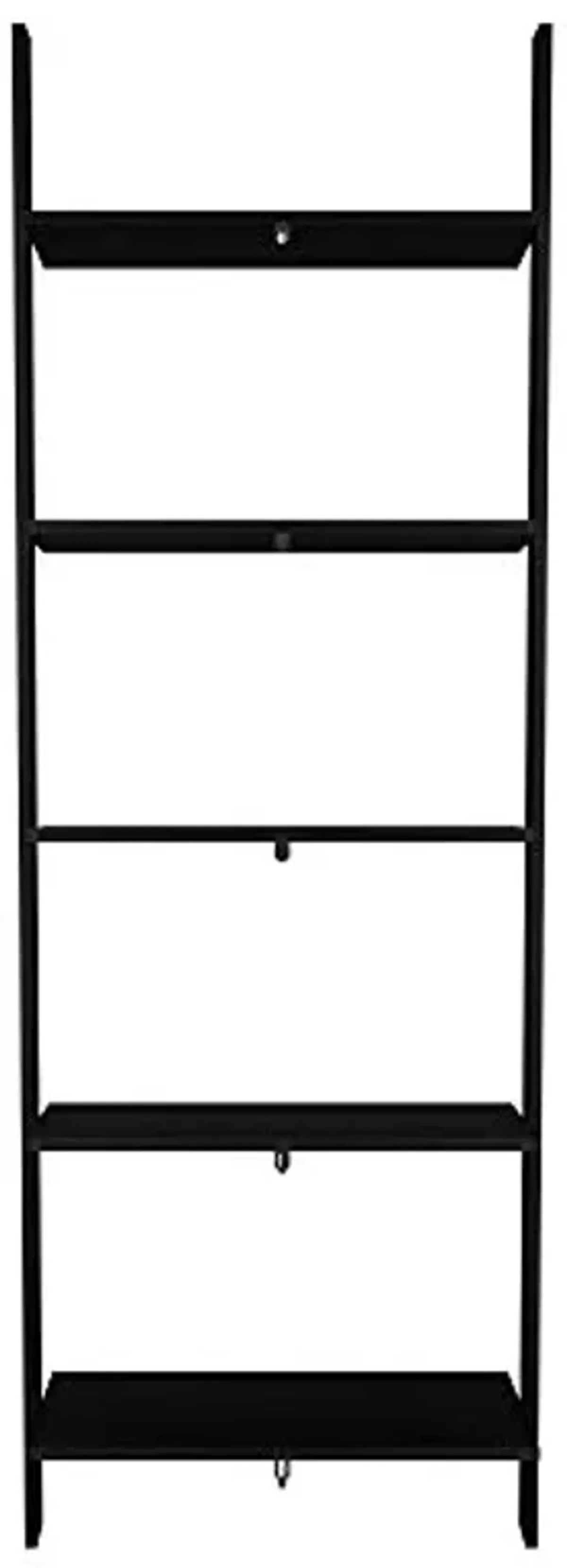 Manhattan Comfort Cooper 72" Mid Century Modern Ladder Bookshelf, 5 Floating Shelves, Stylish Bookcase and Collectible Display, Perfect for Living Room or Office, Black