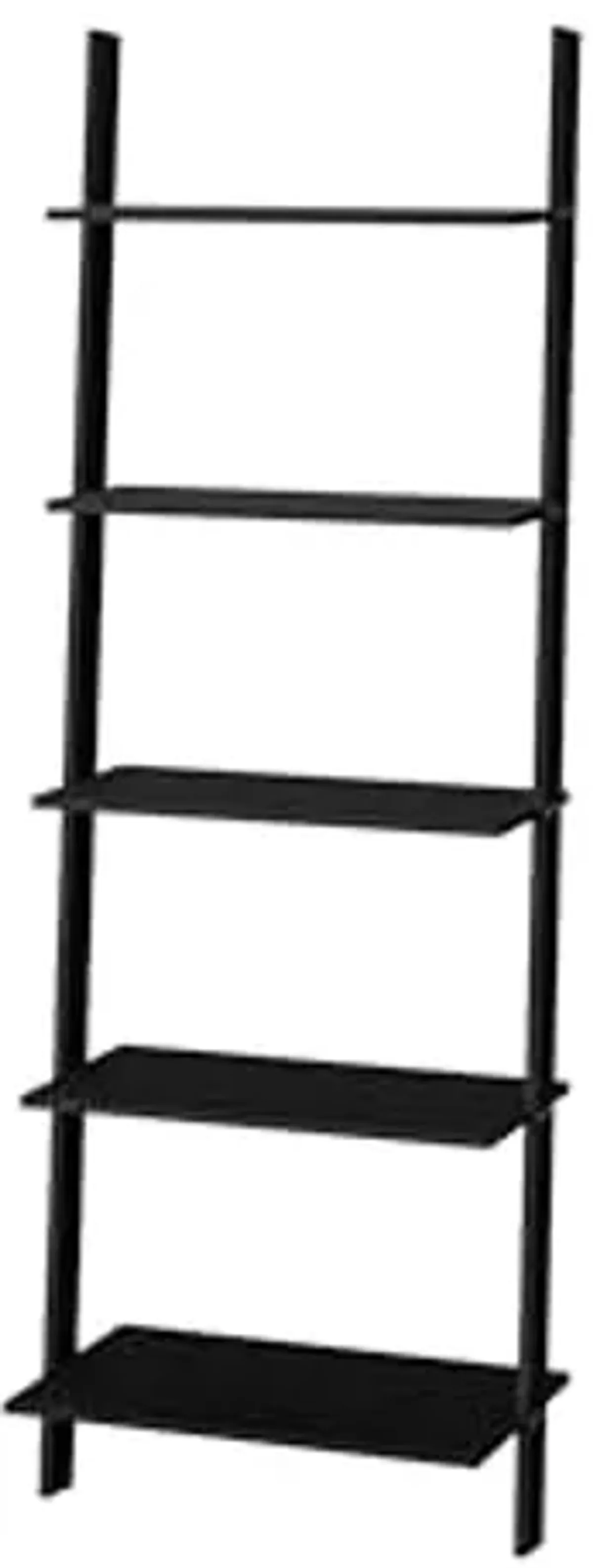 Manhattan Comfort Cooper 72" Mid Century Modern Ladder Bookshelf, 5 Floating Shelves, Stylish Bookcase and Collectible Display, Perfect for Living Room or Office, Black