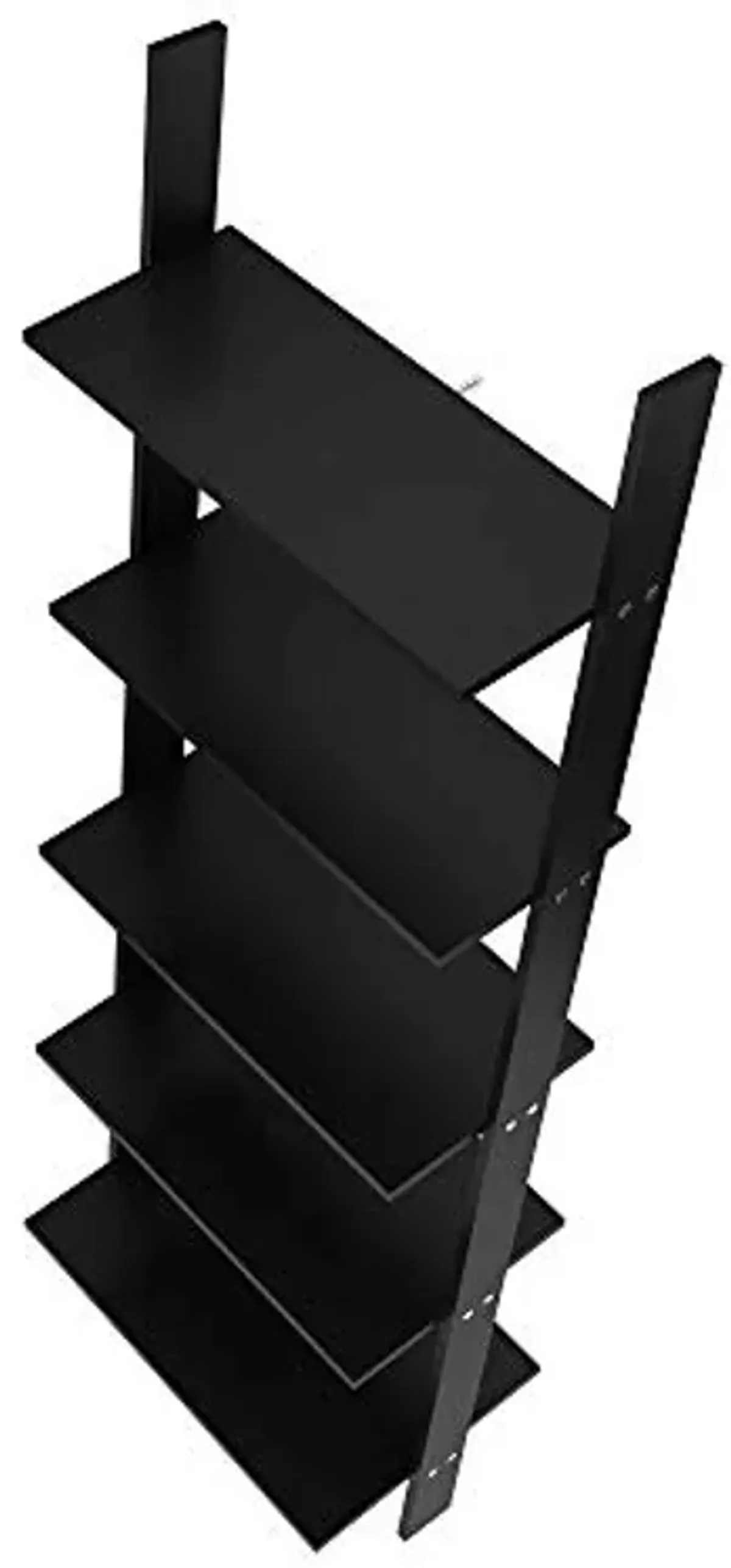 Manhattan Comfort Cooper 72" Mid Century Modern Ladder Bookshelf, 5 Floating Shelves, Stylish Bookcase and Collectible Display, Perfect for Living Room or Office, Black