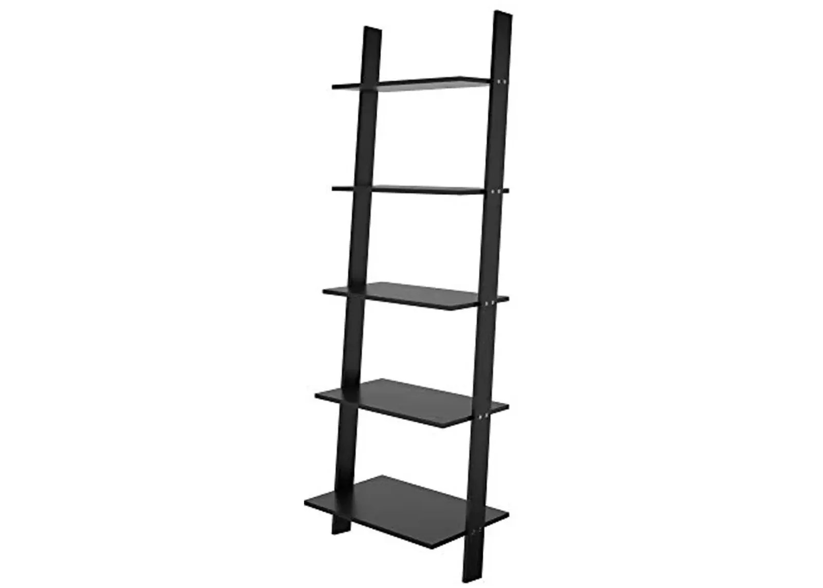 Manhattan Comfort Cooper 72" Mid Century Modern Ladder Bookshelf, 5 Floating Shelves, Stylish Bookcase and Collectible Display, Perfect for Living Room or Office, Black